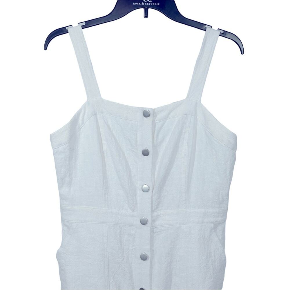 Anthropologie Skies Are Blue Linen Overall Dress Medium NWT Snap Front - Picture 4 of 15
